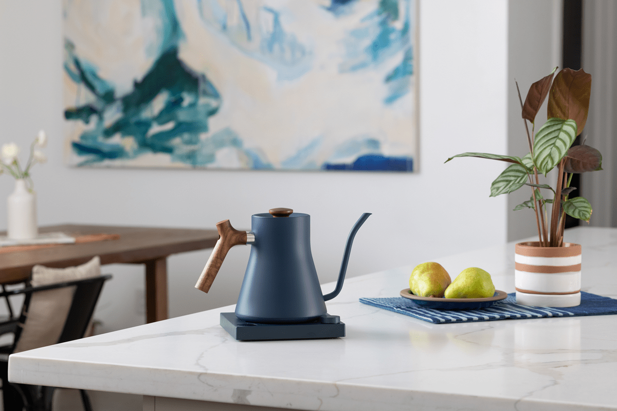 Fellow FELLOW STAGG EKG ELECTRIC POURING KETTLE - 0.9 LITRES | STONE BLUE WITH WALNUT HANDLE