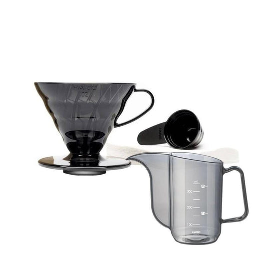 Hario Coffee Grinders Hario V60 Coffee Dripper Set Transparent Black Size 02 + Hario V60 Drip Kettle AIR Bundle 42025070625012