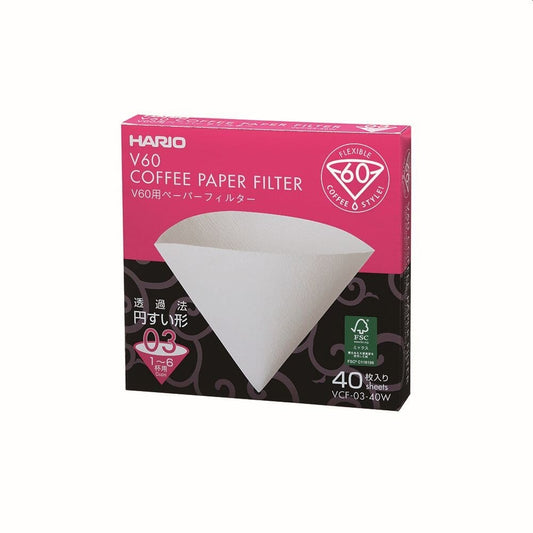 Hario Hario V60 Coffee Filter Papers - Size 03 - White (40 pack) 4977642723238