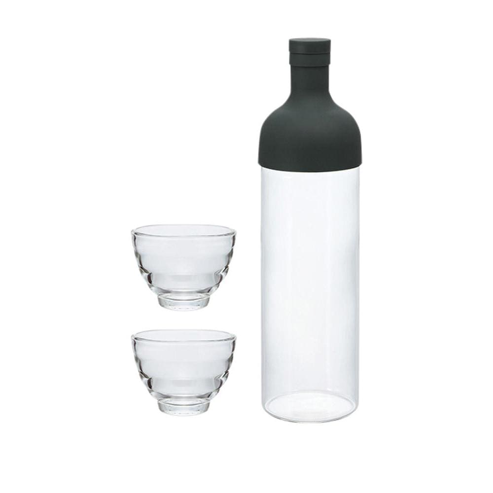 Hario Hario Filter in Bottle and Tea Glass Set (Black) 4977642037366