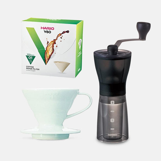 Hario Hario Mini Mill Plus V60 Ceramic Starter Kit Size 01 (White) SS-43684429693172