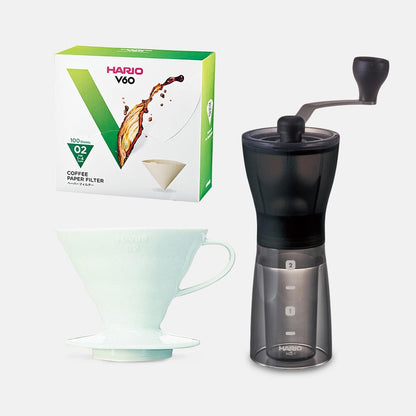 Hario Hario Mini Mill Plus V60 Ceramic Starter Kit Size 02 (White) SS-43684430348532