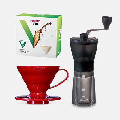 Hario Hario Mini Mill Plus V60 Starter Kit Size 01 (Red) SS-43684427268340