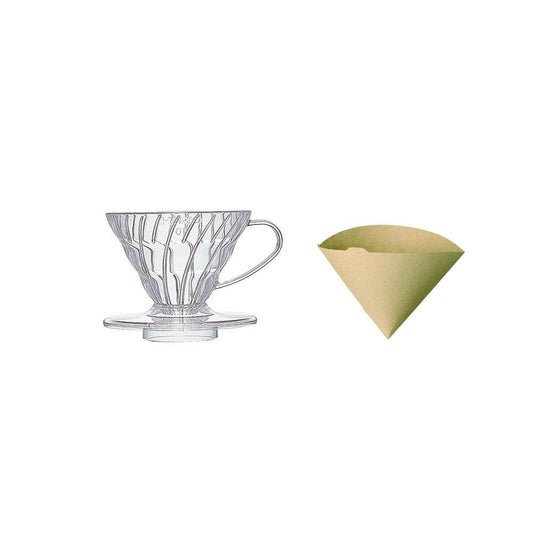 Hario Hario V60 Coffee Dripper Plastic (Size 01) Including 40 FREE Filter Papers SS-38092635439276