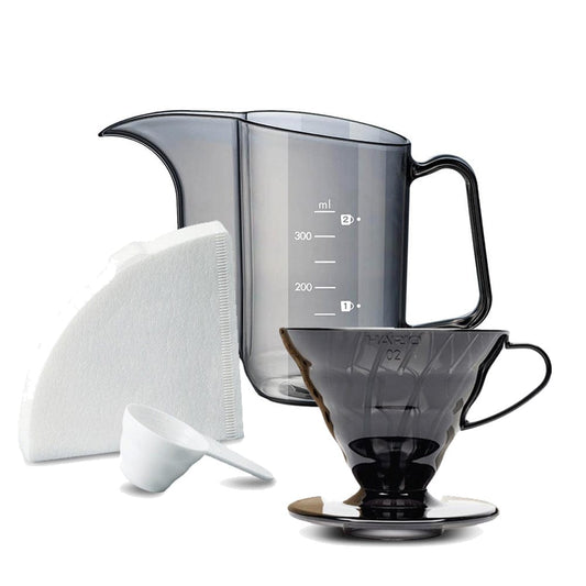 Hario Hario V60 Coffee Dripper Set Transparent Black Size 02 + Hario V60 Drip Kettle AIR Bundle SS-42025070625012