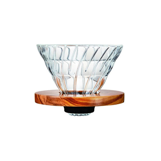 Hario Hario V60 Glass Coffee Dripper Olive Wood Size 02 SS-38092689473708